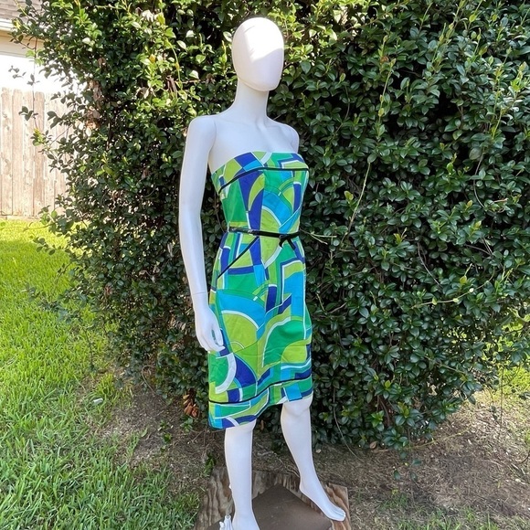 💋MAGGY London 70’s Psychedelic Funky Vintage Look Strapless Dress Size 10 - Picture 3 of 12